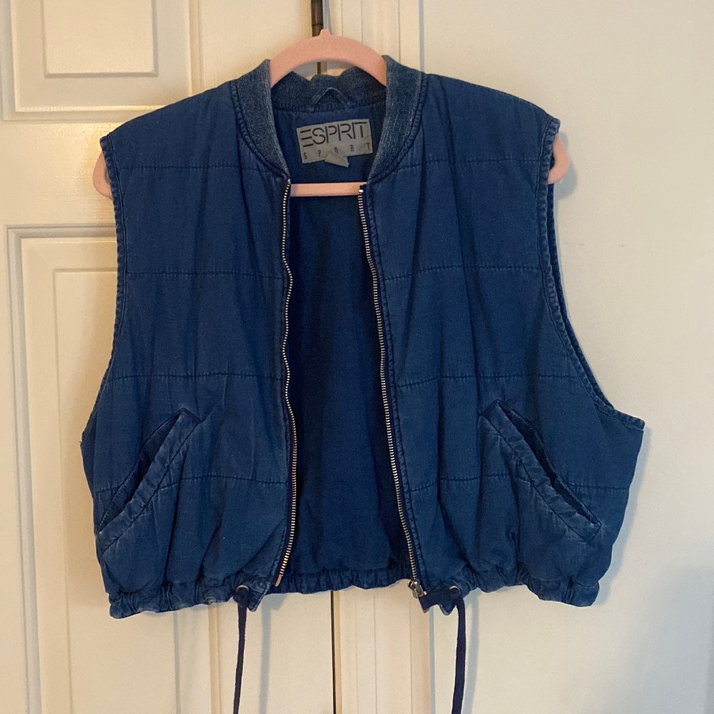 Cropped denim vest